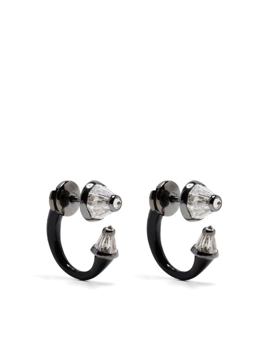 18k White Gold Energy Diamond Hoop Earrings