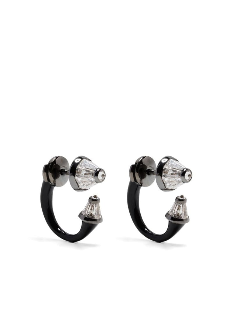 18k White Gold Energy Diamond Hoop Earrings