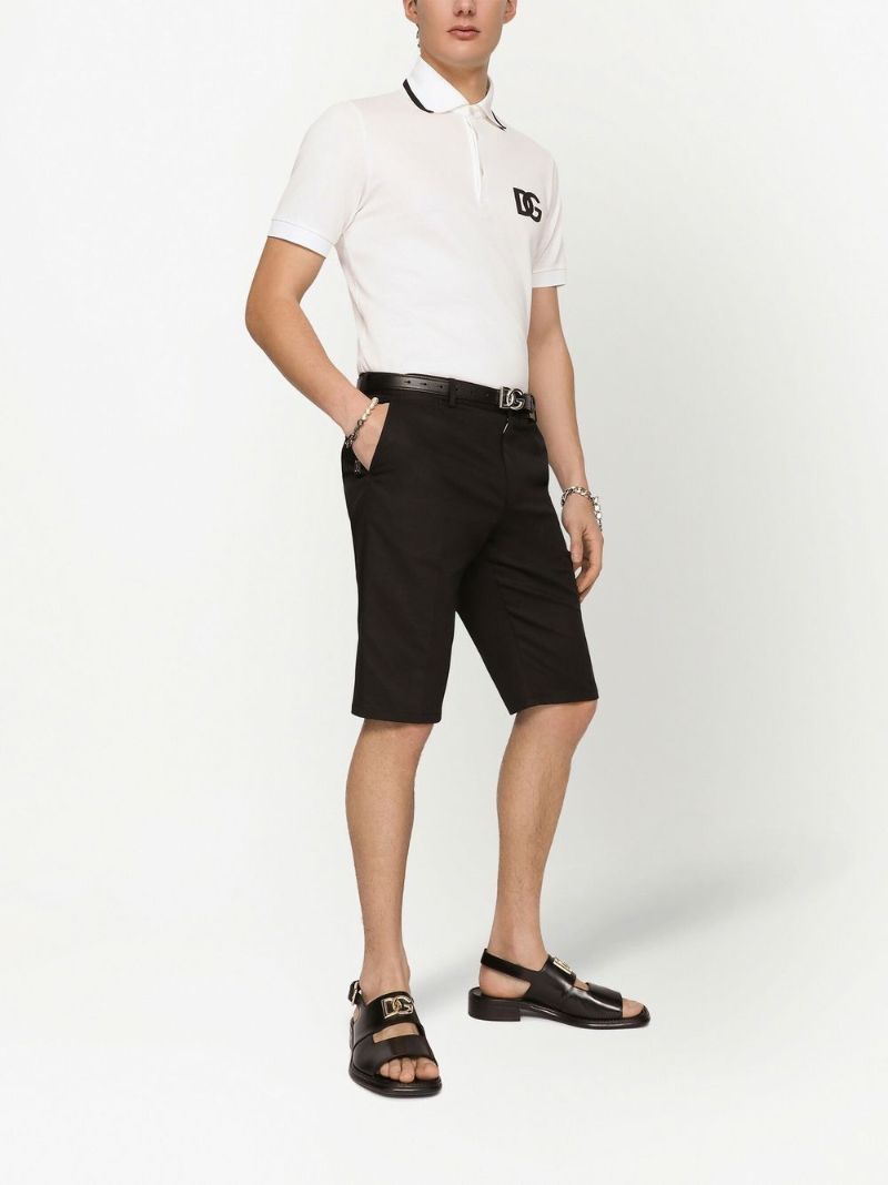 White Dg Embroidered PiquÃ_x0083_Â© Cotton Polo Shirt