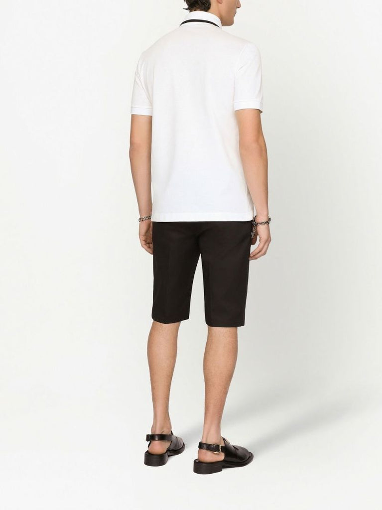 White Dg Embroidered PiquÃ_x0083_Â© Cotton Polo Shirt