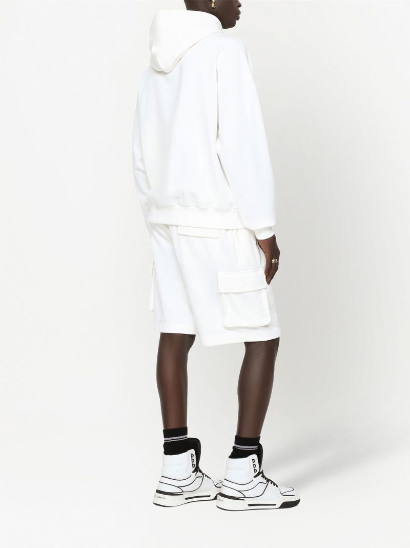 White Embossed Logo Hoodie