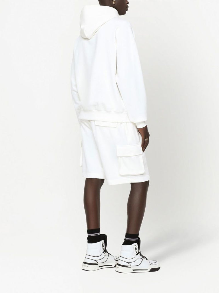 White Embossed Logo Hoodie