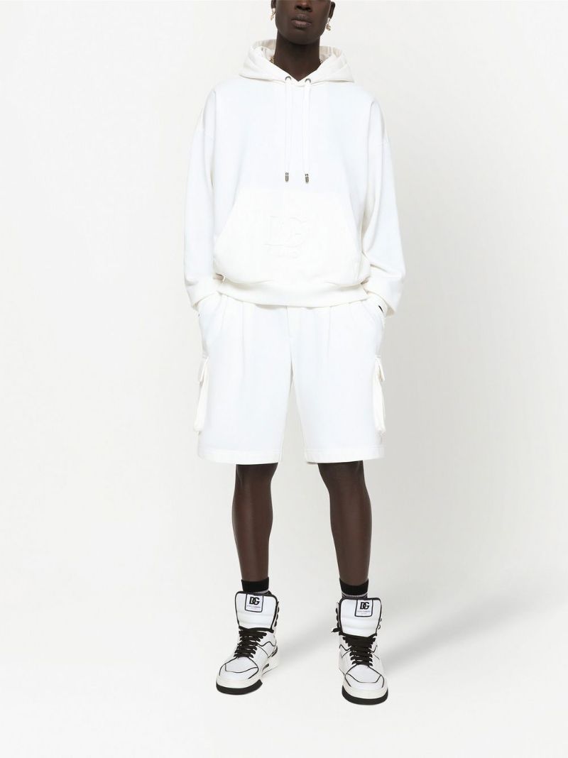 White Embossed Logo Hoodie
