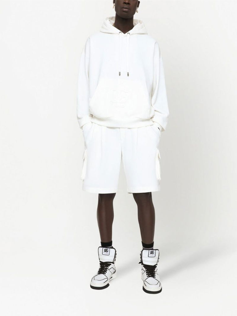 White Embossed Logo Hoodie