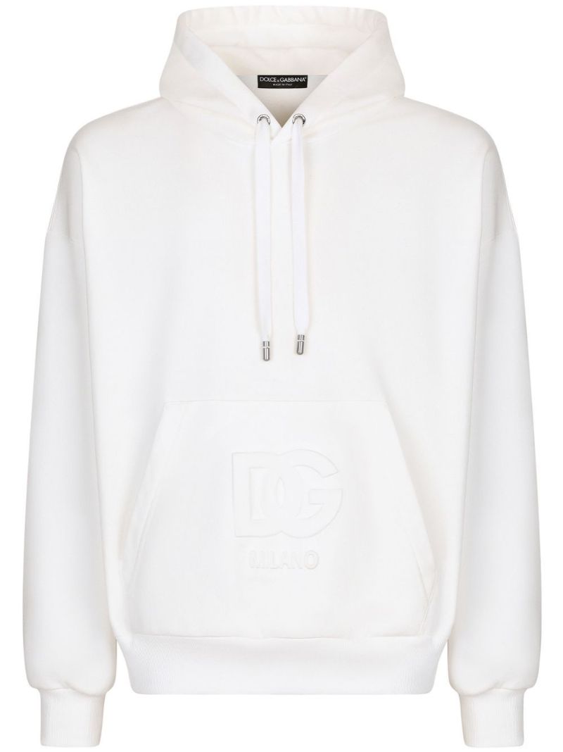 White Embossed Logo Hoodie