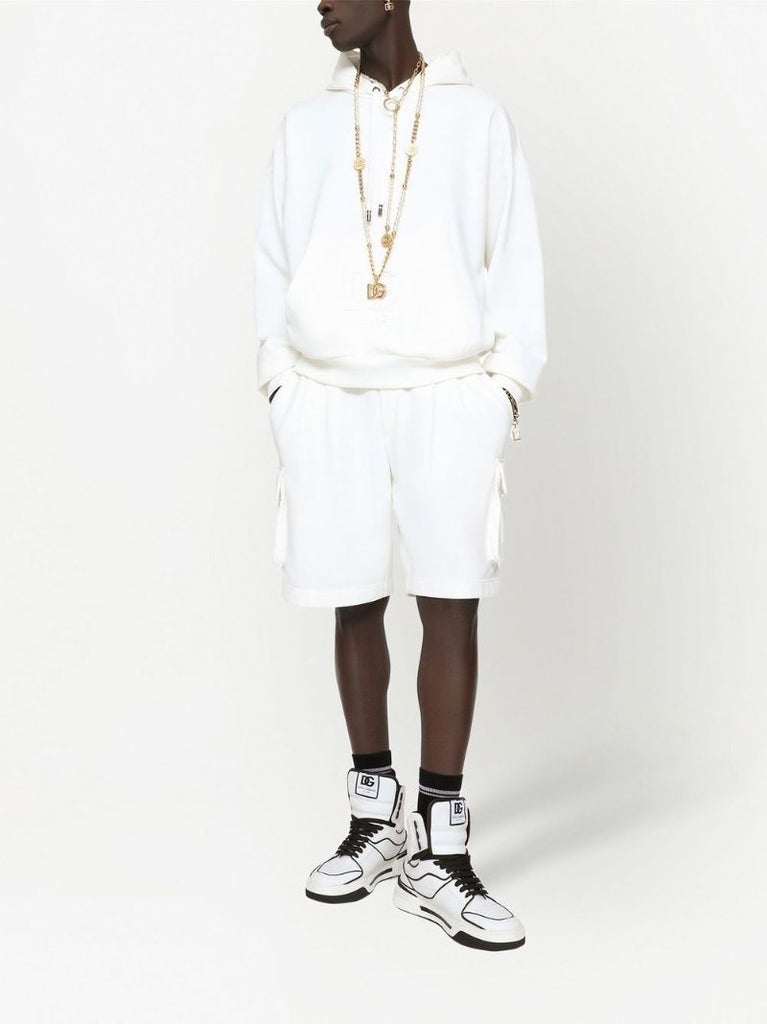 White Embossed Logo Hoodie