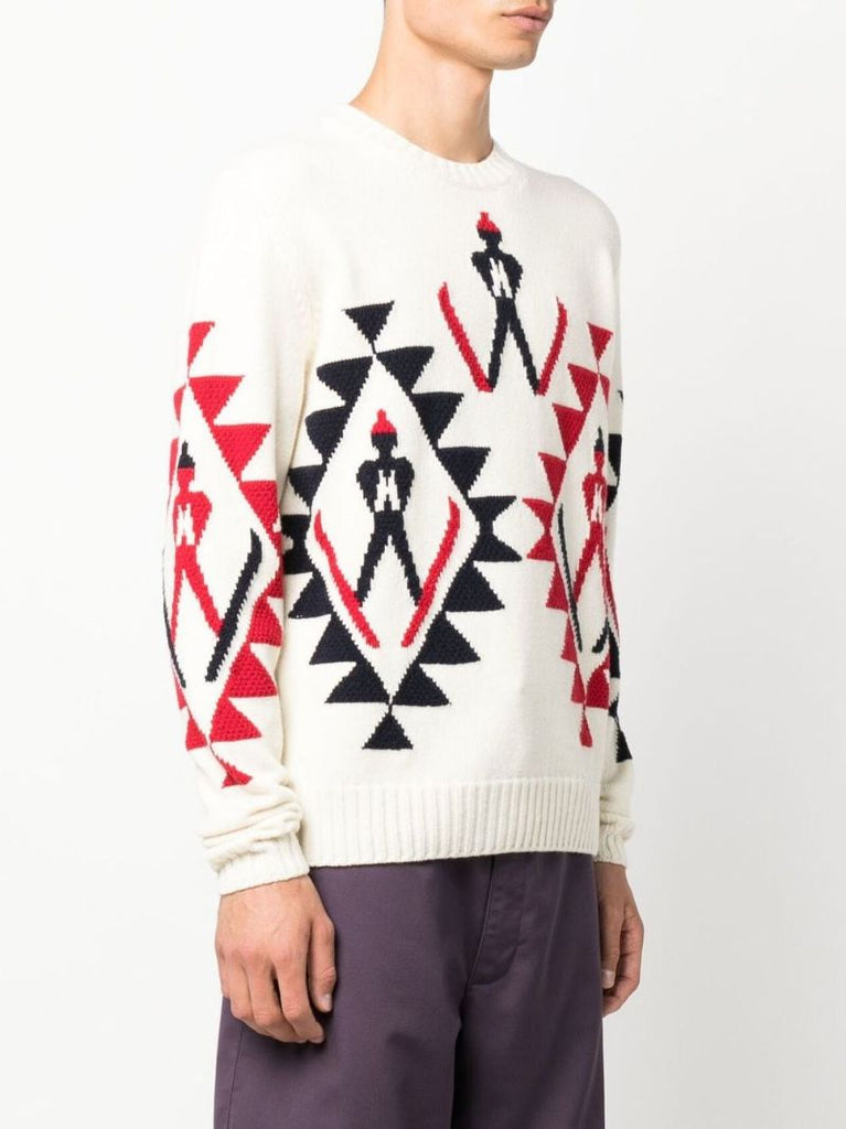 Neutral Skier Graphic Wool Sweater