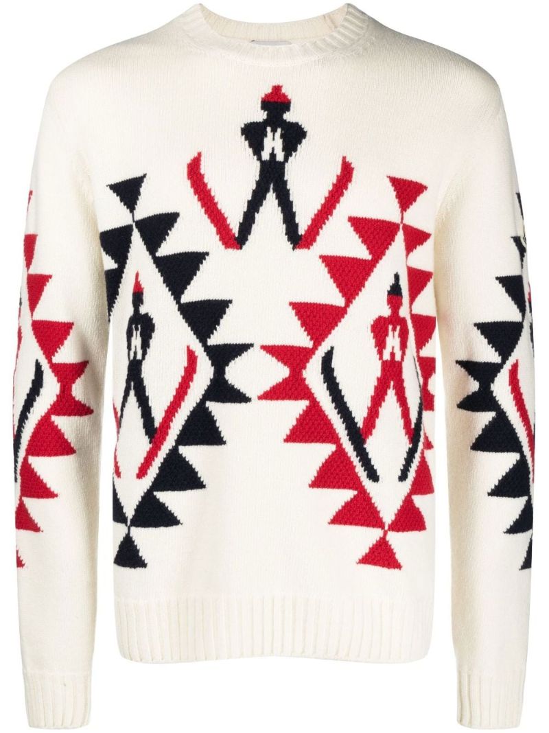 Neutral Skier Graphic Wool Sweater
