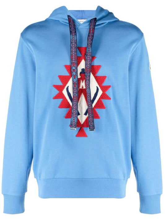 Blue Skier AppliquÃ_x0083_Â© Cotton Hoodie