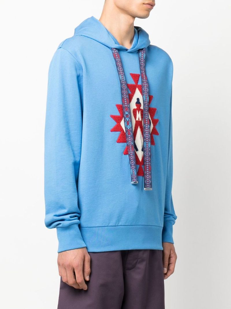 Blue Skier AppliquÃ_x0083_Â© Cotton Hoodie