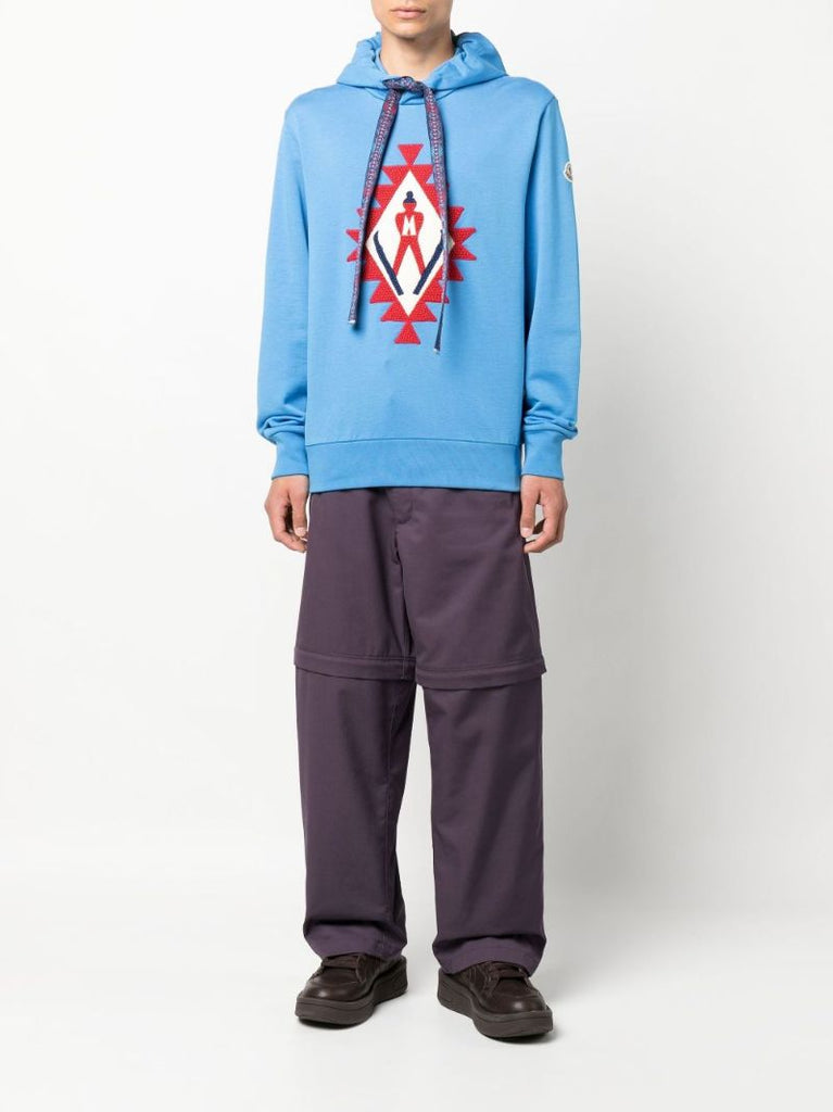 Blue Skier AppliquÃ_x0083_Â© Cotton Hoodie