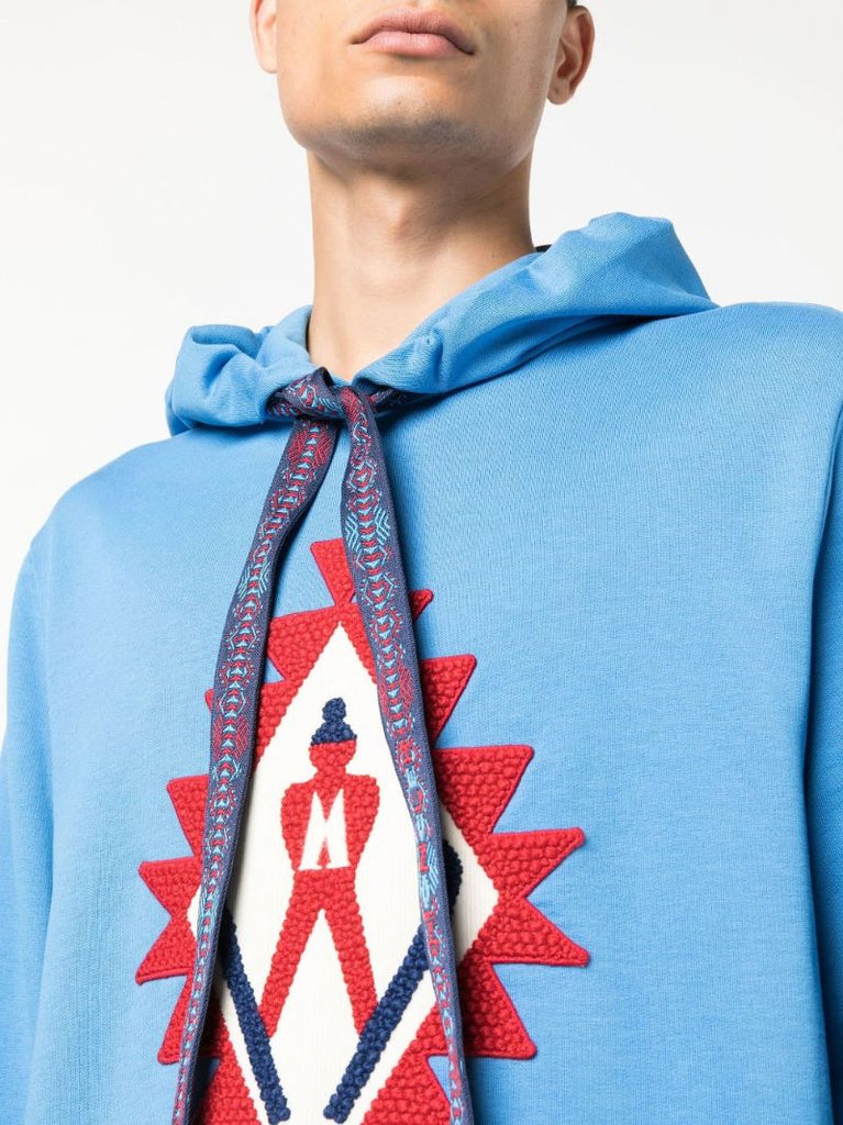 Blue Skier AppliquÃ_x0083_Â© Cotton Hoodie