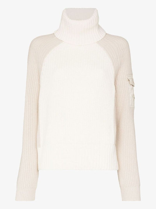 Neutral Two Tone Polo Neck Sweater