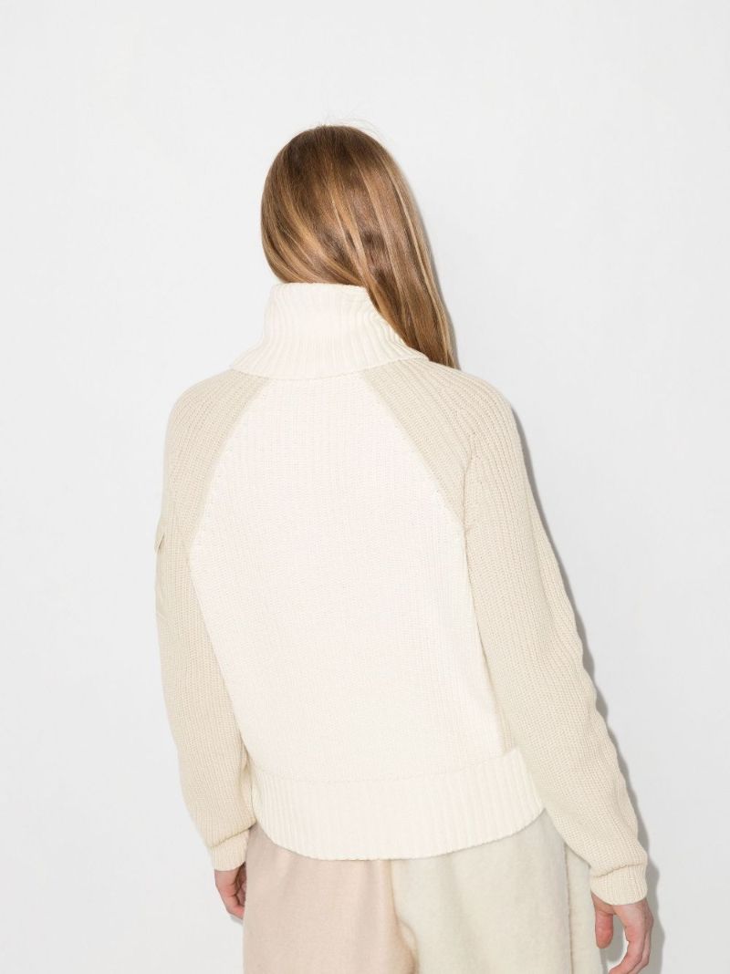 Neutral Two Tone Polo Neck Sweater