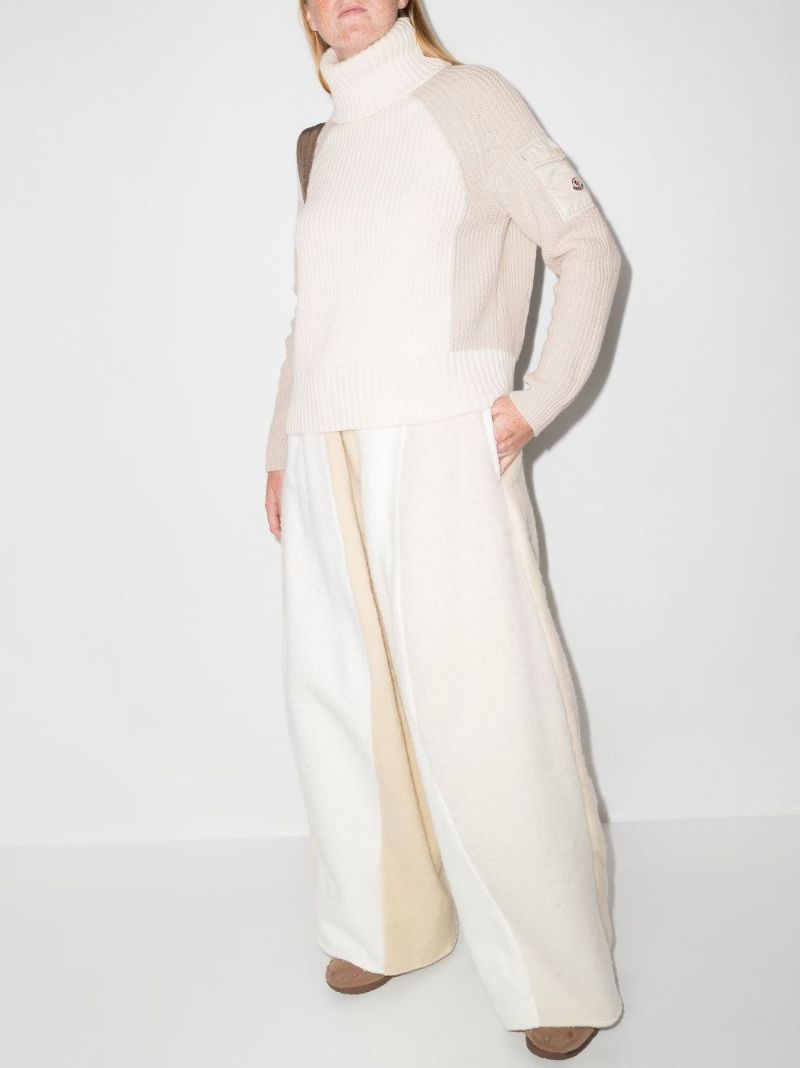 Neutral Two Tone Polo Neck Sweater