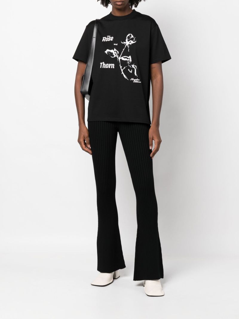 Black Thorn Print Cotton T-shirt