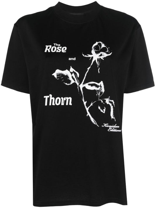 Black Thorn Print Cotton T-shirt