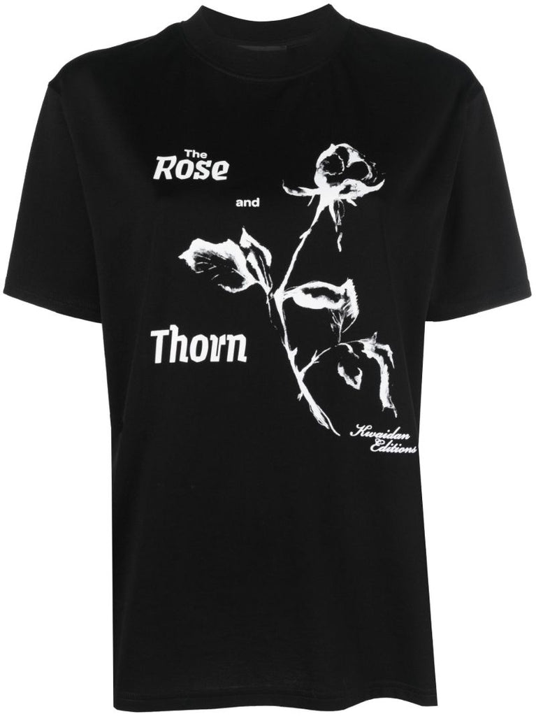 Black Thorn Print Cotton T-shirt