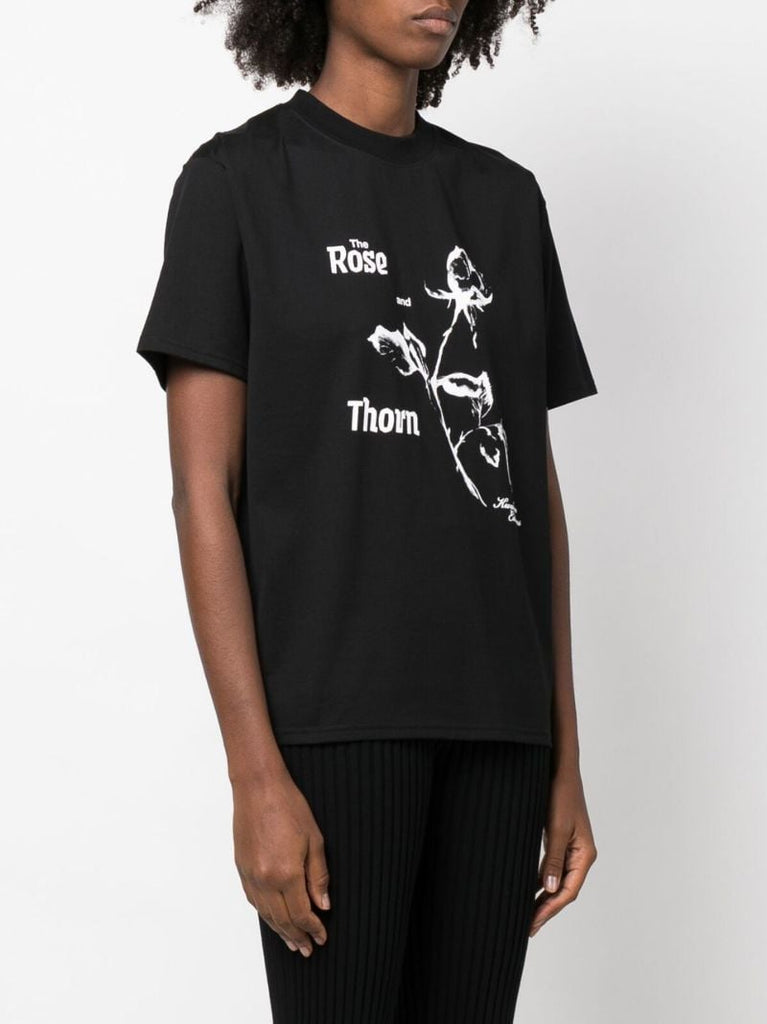 Black Thorn Print Cotton T-shirt