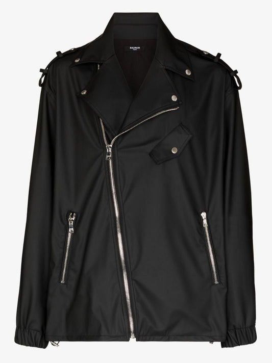 Black Faux Leather Biker Jacket