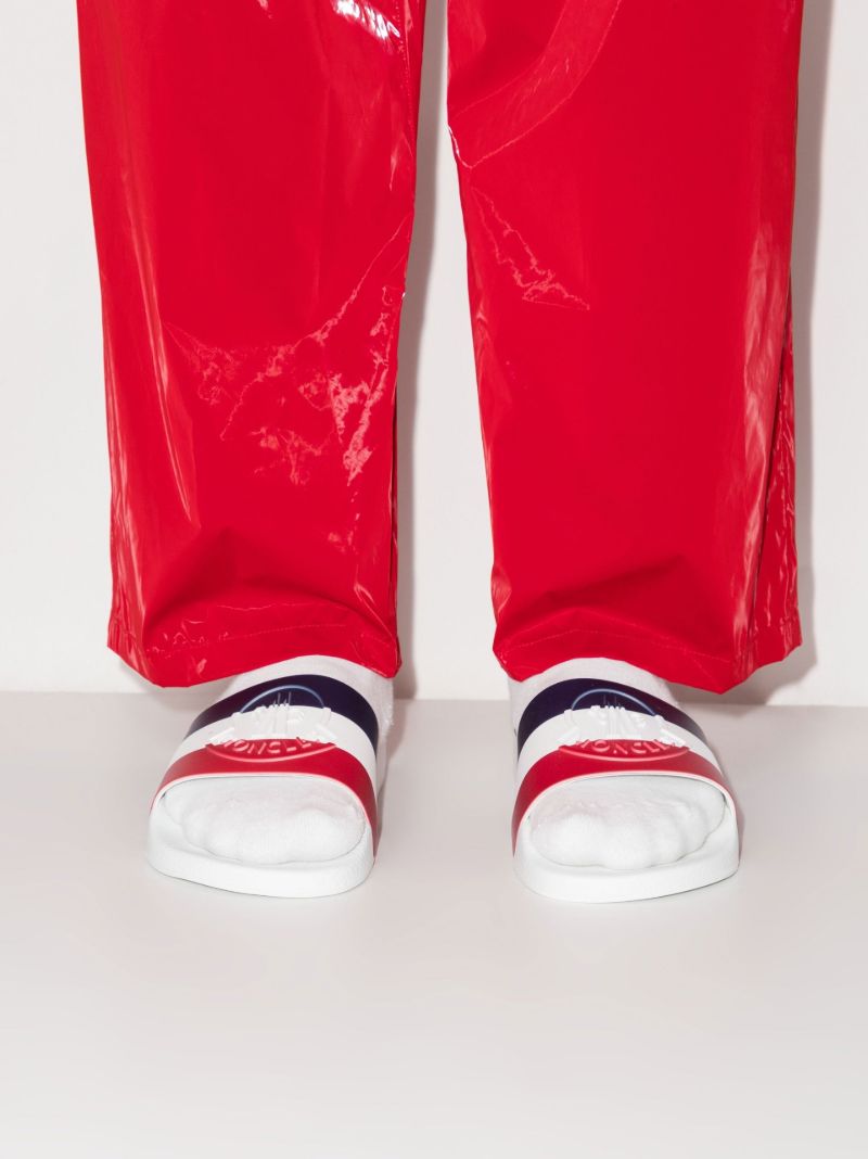 White Basile Striped Slides