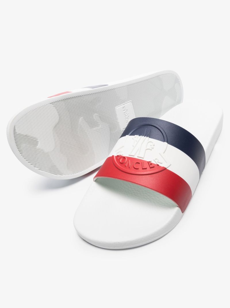 White Basile Striped Slides