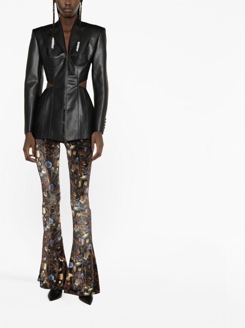 Black Floral Print Flared Trousers