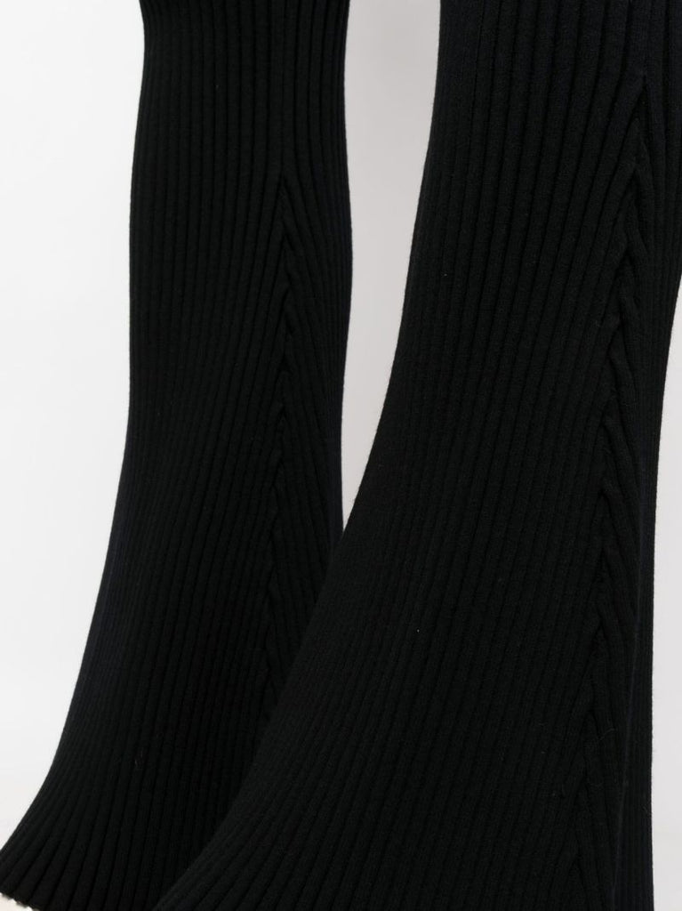 Black Ã¢â_x0082_¬Ë_x009c_70s Ribbed Knit Flared Trousers