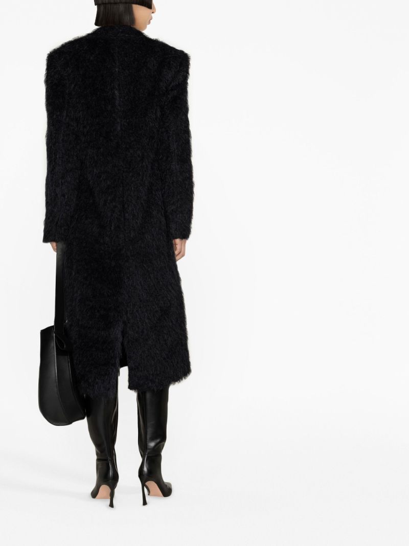 Black Single-breasted Faux-fur Coat