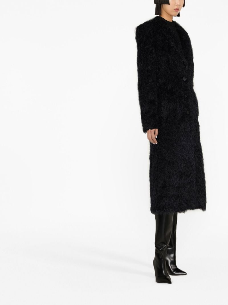 Black Single-breasted Faux-fur Coat