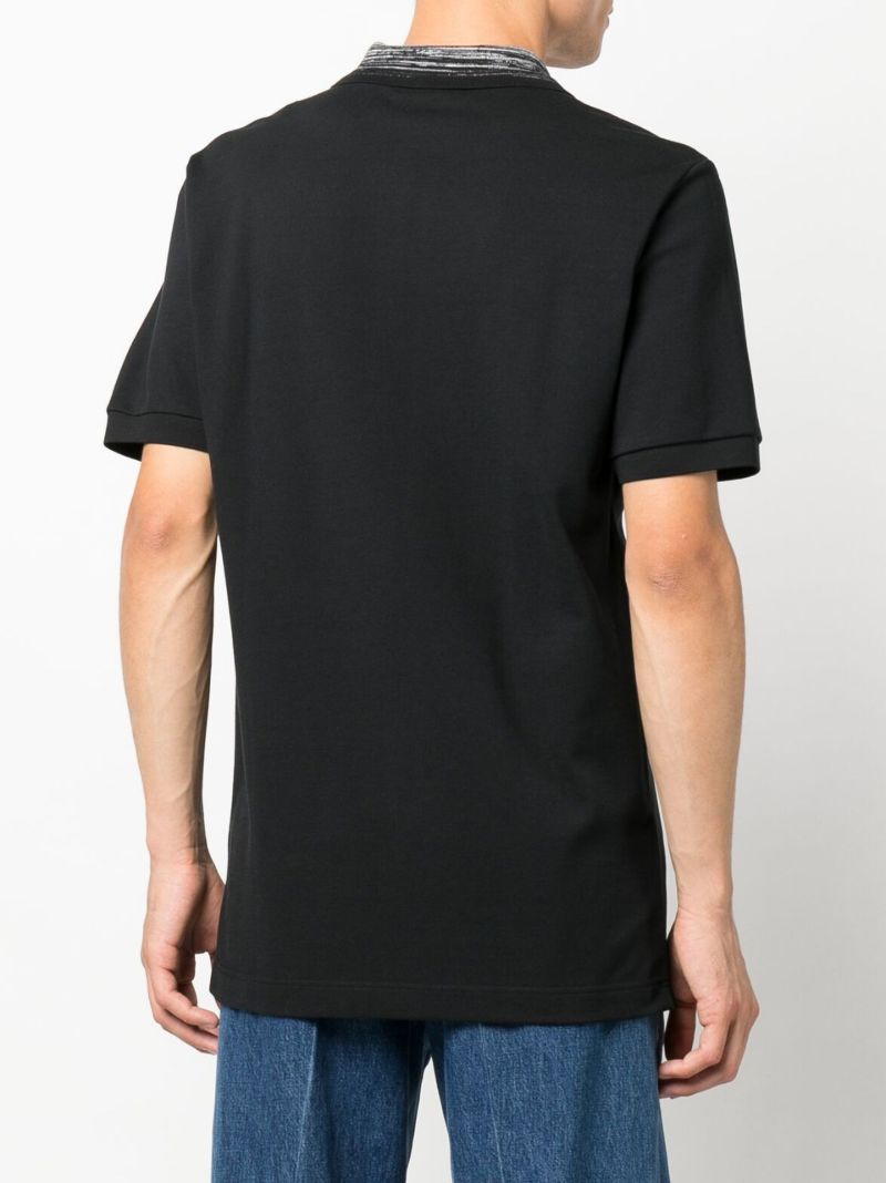 Black Contrast Collar Cotton Polo Shirt