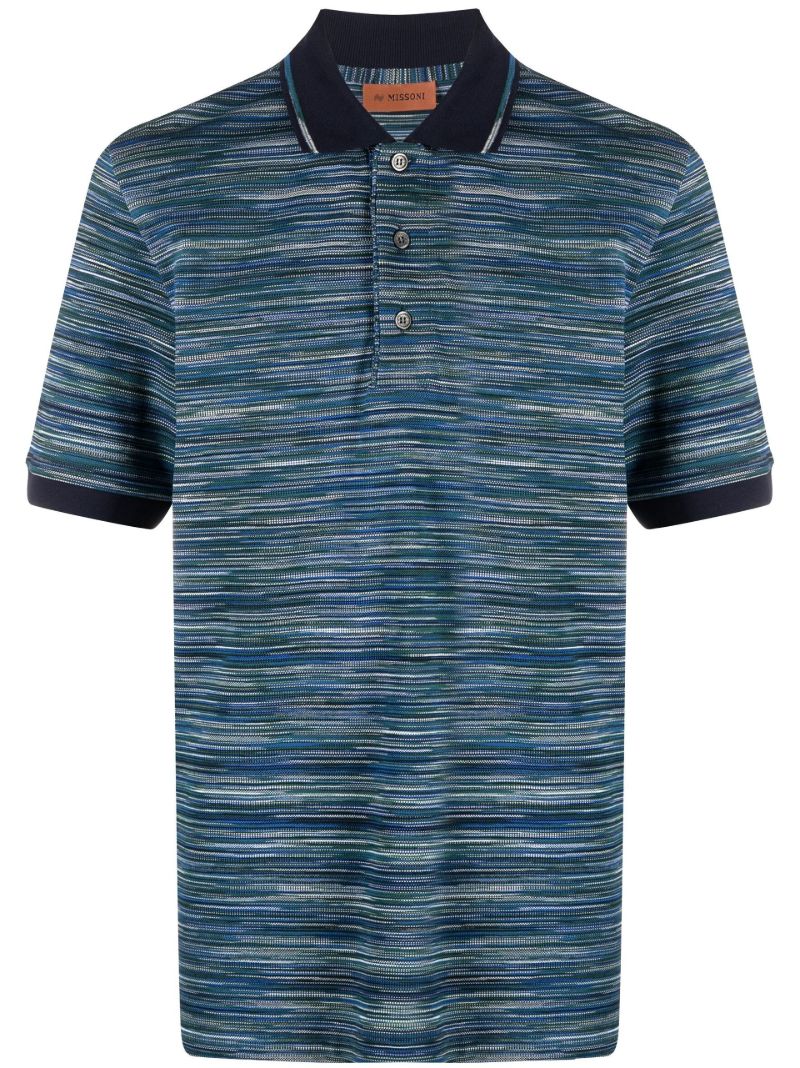 Blue Striped Cotton Polo Shirt
