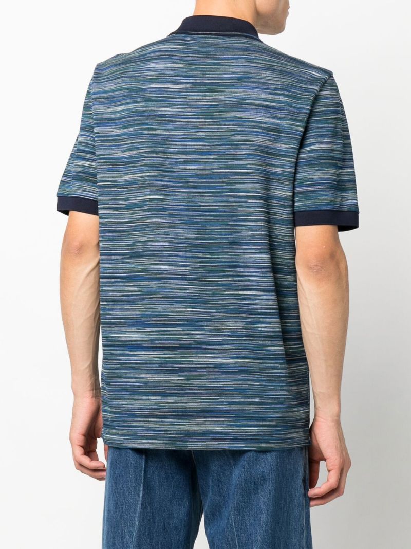 Blue Striped Cotton Polo Shirt