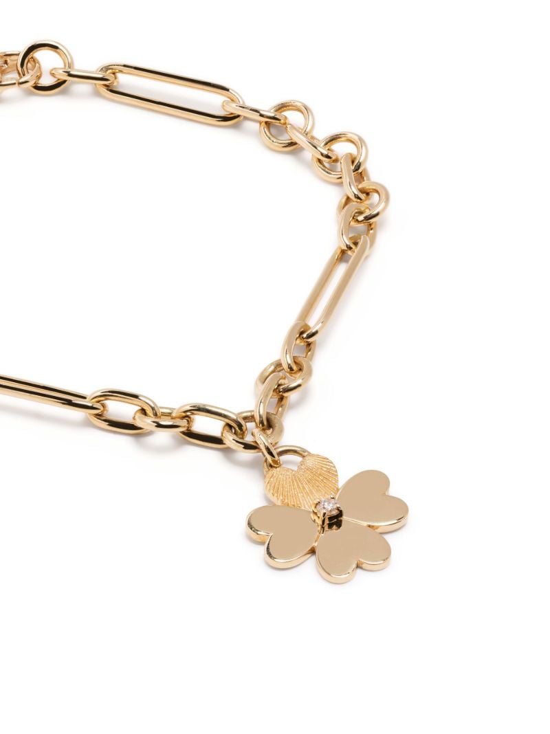 18k Yellow Gold Four Heart Clover Small Mixed Clip Diamond Bracelet