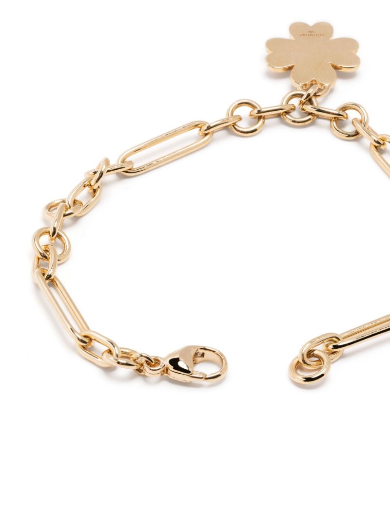 18k Yellow Gold Four Heart Clover Small Mixed Clip Diamond Bracelet