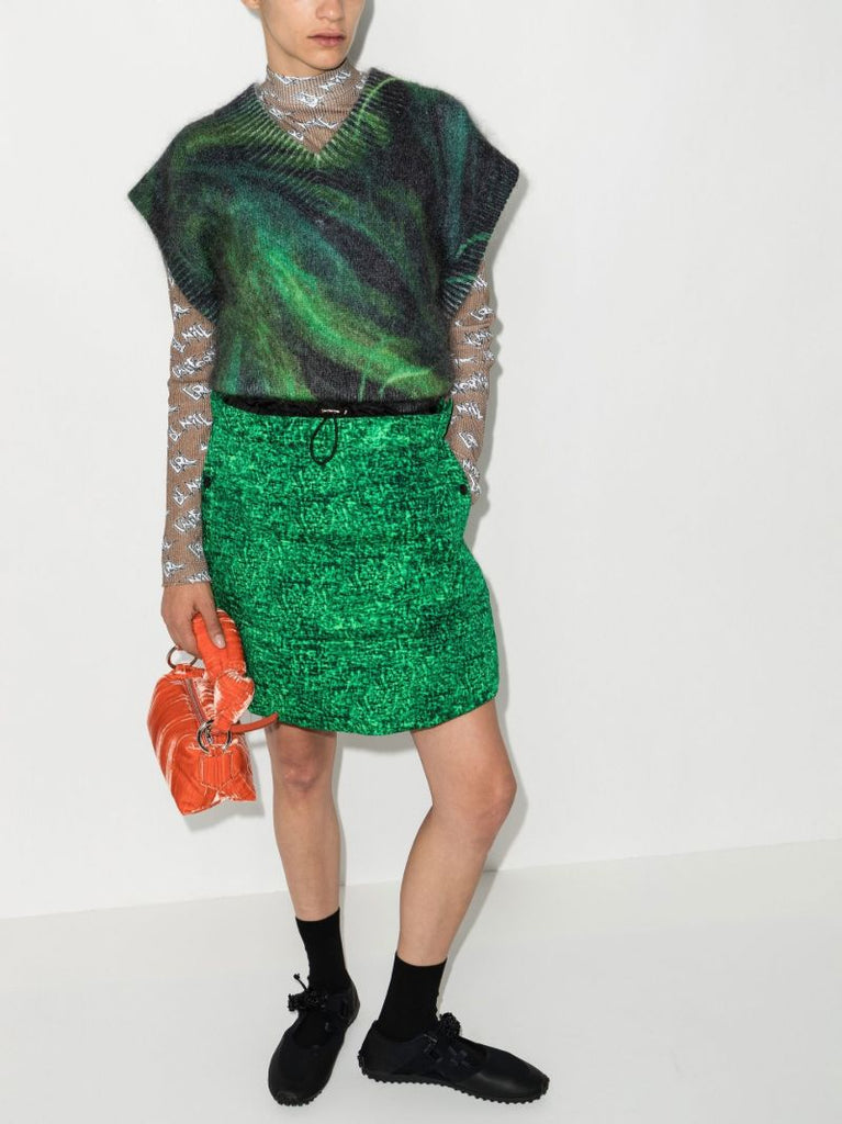 X Jw Anderson Green Down-filled Cotton Mini Skirt