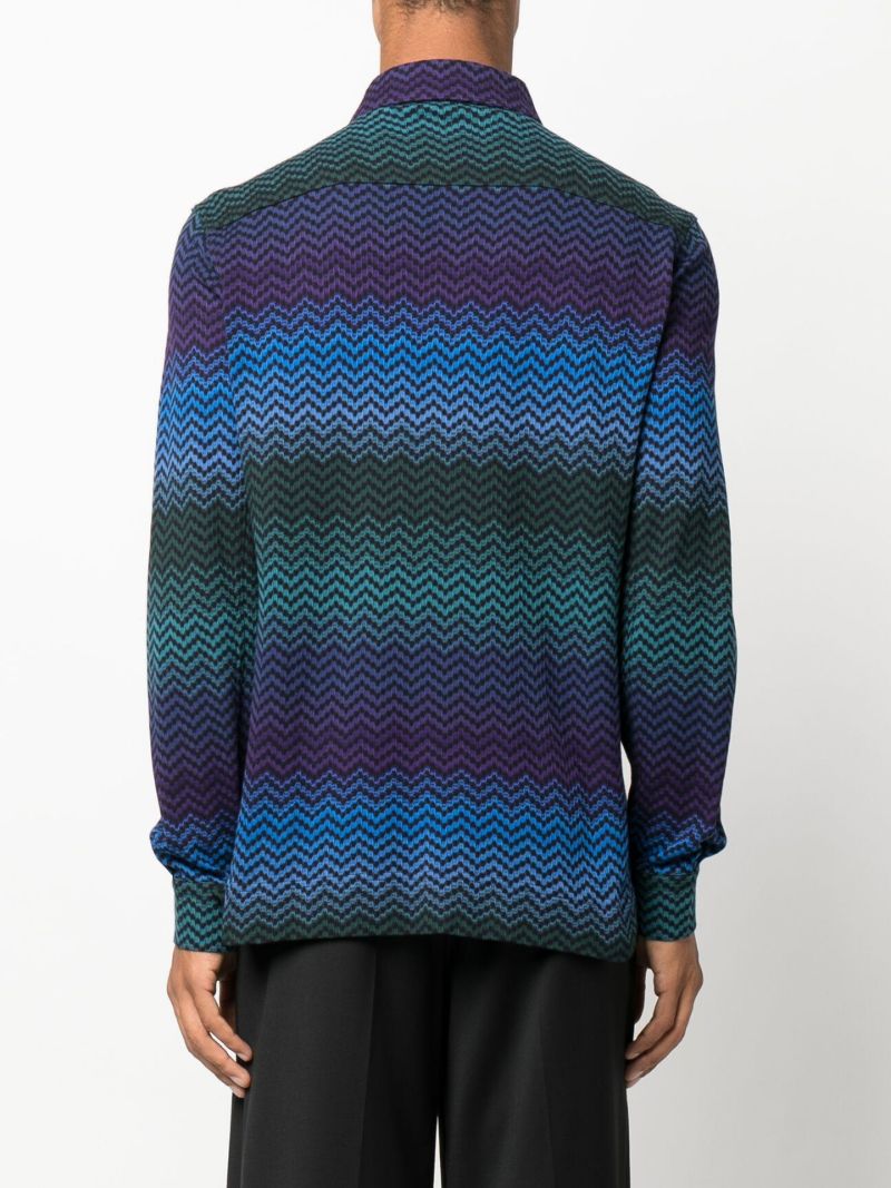 Blue Zigzag Cotton Shirt