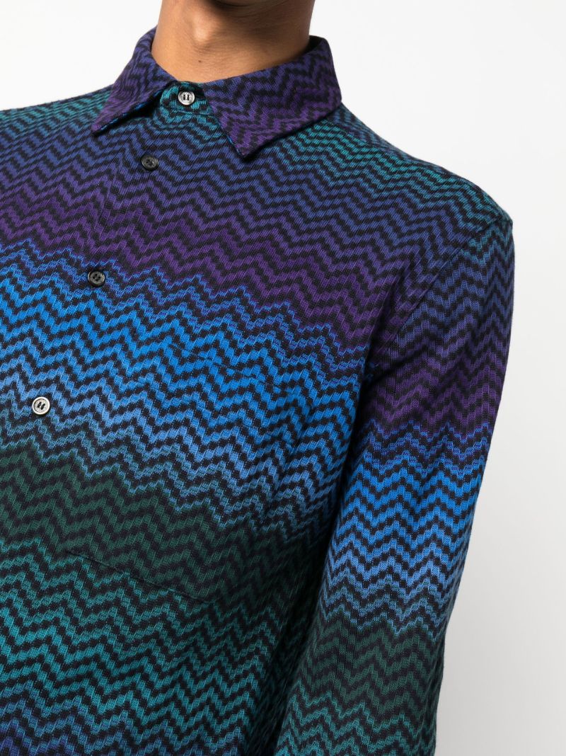 Blue Zigzag Cotton Shirt
