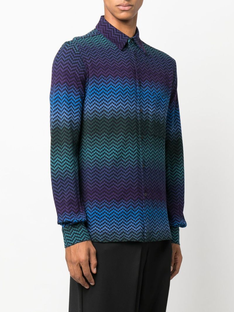 Blue Zigzag Cotton Shirt