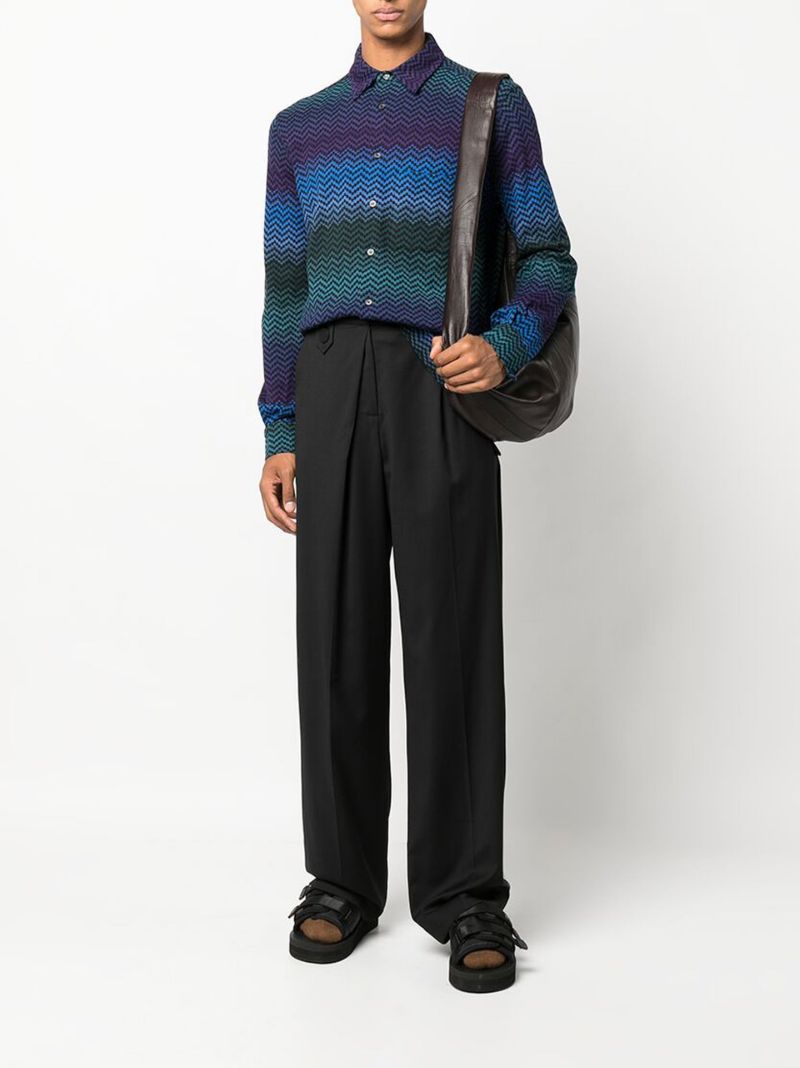 Blue Zigzag Cotton Shirt