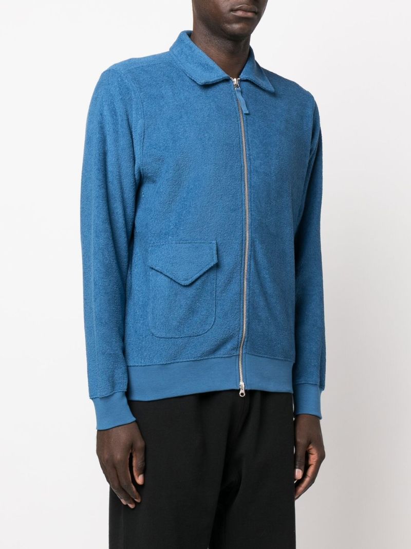 Blue Cotton Terry Zip Sweatshirt