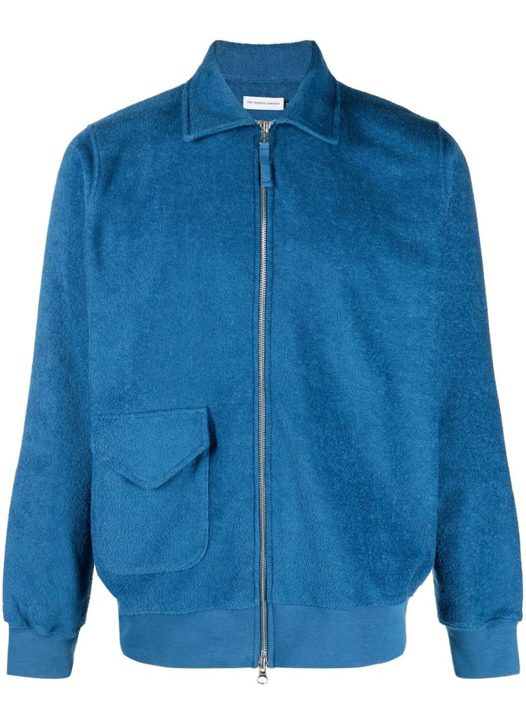 Blue Cotton Terry Zip Sweatshirt