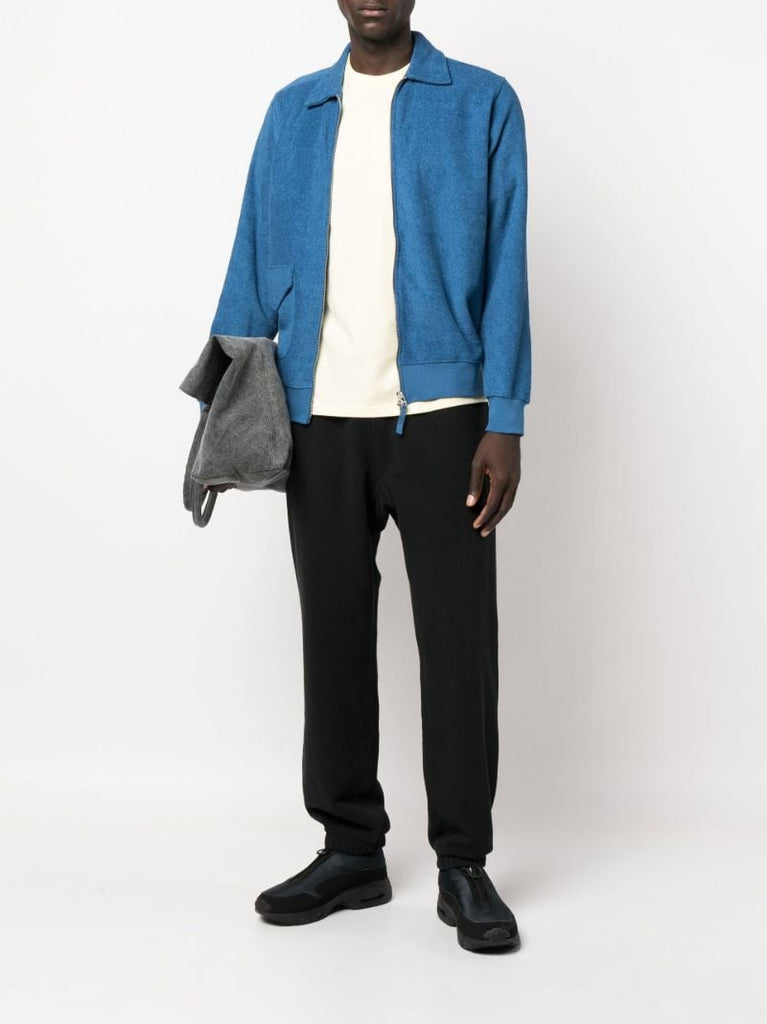 Blue Cotton Terry Zip Sweatshirt