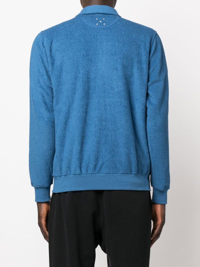 Blue Cotton Terry Zip Sweatshirt