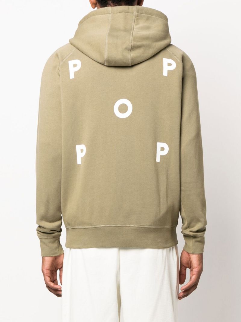 Green Logo Print Hoodie