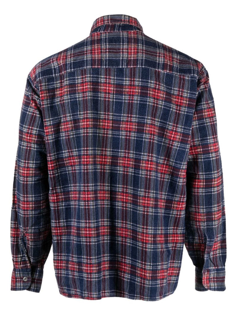 Blue Check Print Flannel Shirt