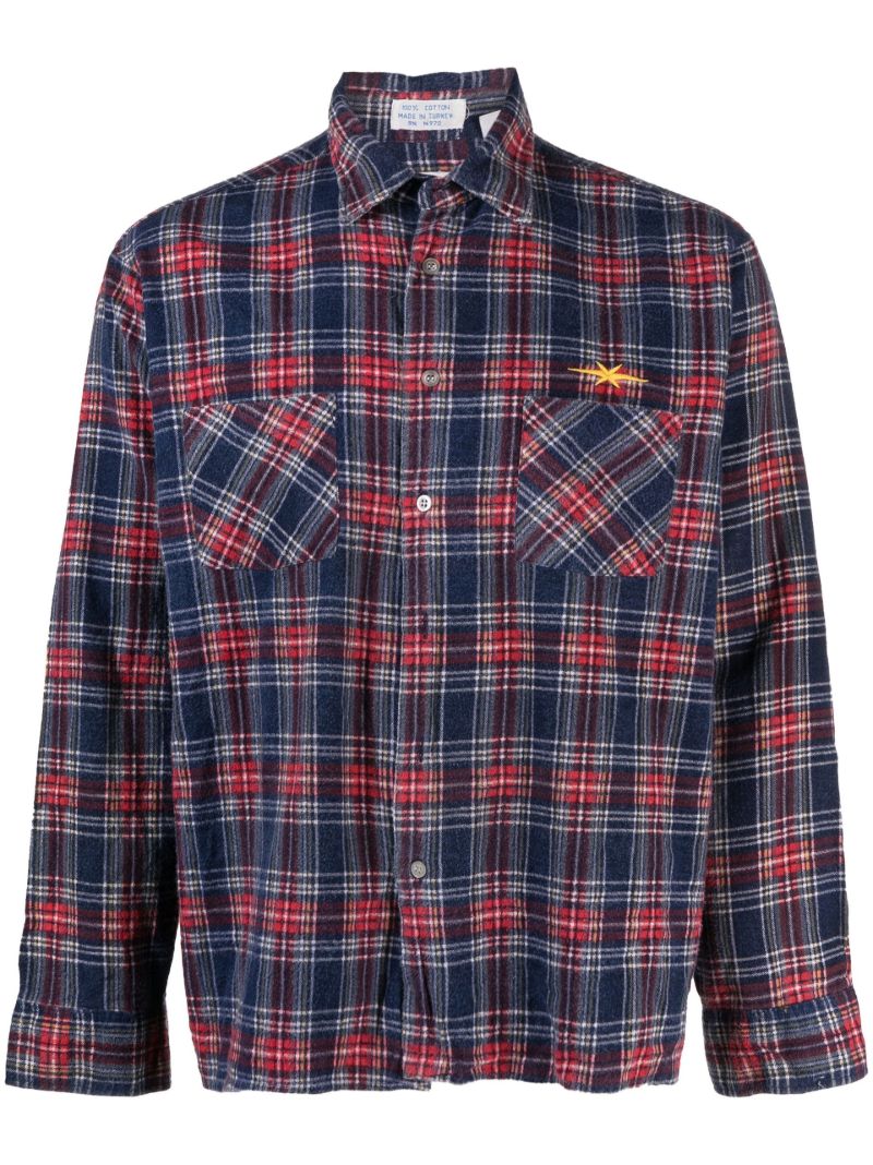 Blue Check Print Flannel Shirt