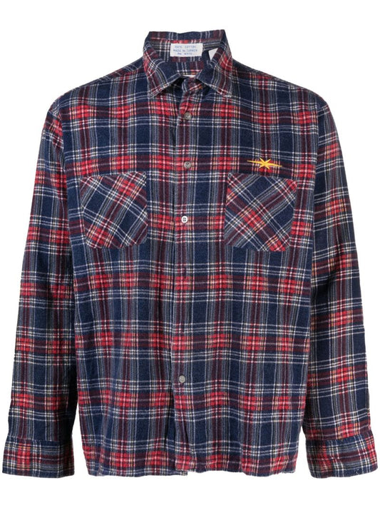 Blue Check Print Flannel Shirt