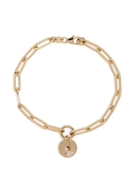 18k Yellow Gold Classic Fob Clip Chain Diamond Bracelet
