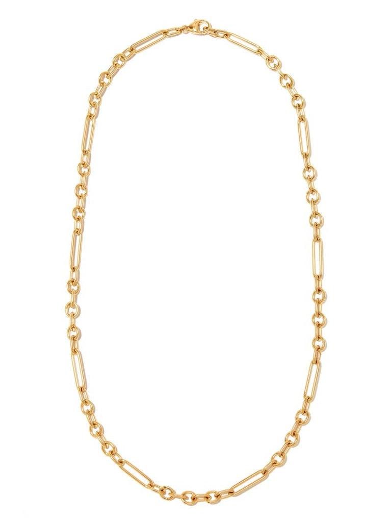 18k Yellow Gold Small Mixed Link Chain Necklace